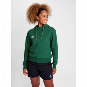 Dámské Mikina s Kapucí Hummel Go 2.0 Zip Zelene | 133217-787