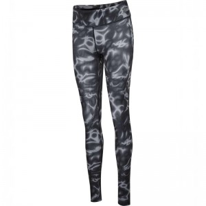 Dámské Punčochové Kalhoty Hummel Te Twist Aop Mid Waist Černé | 099416-113