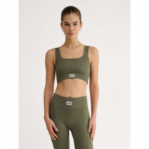 Dámské Tričko Hummel Pulse Seamless Rib Olivy Zelené | 826708-049