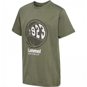Dětské Tričko Hummel Leo S/S Olivy Zelené | 877082-861