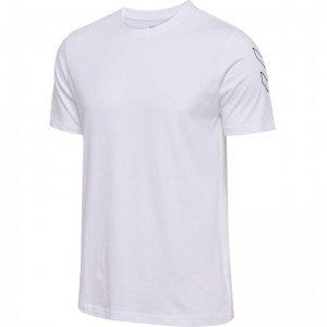 Pánské Tričko Hummel Elemental Chevron Cotton Bílé | 880428-944