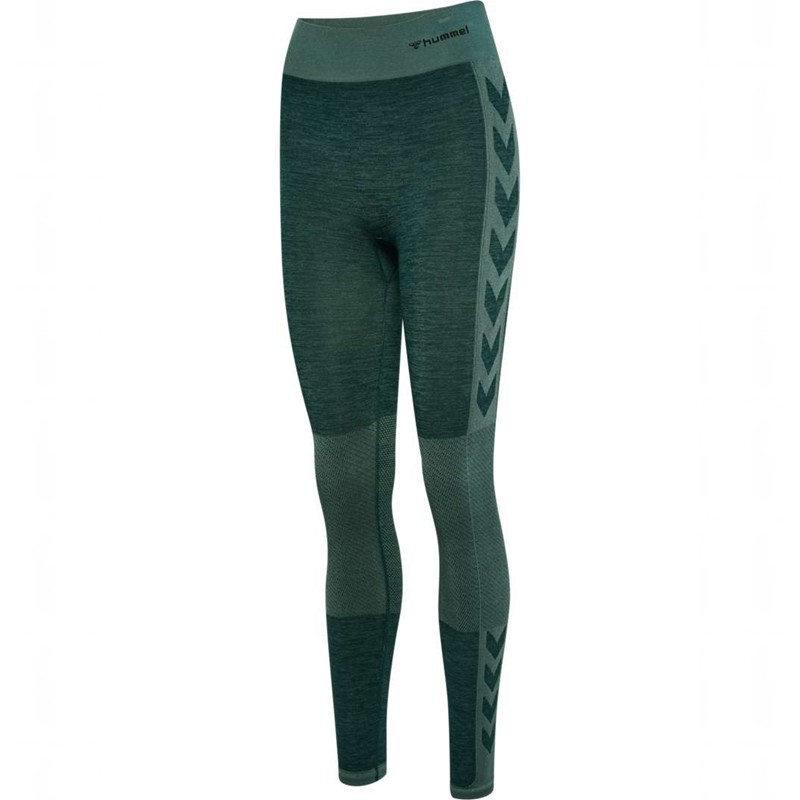 Dámské Punčochové Kalhoty Hummel Clea Seamless Mid Waist Zelene | 978668-274