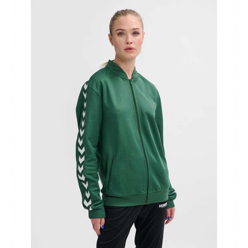 Dámské Tričko Hummel Archive Regular Poly Zip Zelene | 796165-087